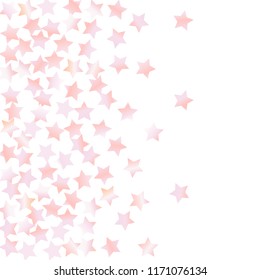 Stars confetti.  Isolated gradient celestial elements. Pink purple pearl nacre gloss. Iridescent festive  celebration vector  background for celebration decorations, flyers, posters.