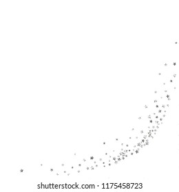 Stars confetti.  Isolated gradient celestial elements. Silver metal glitter. Iridescent festive  celebration vector  background for celebration decorations, flyers, posters.