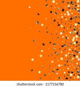 Stars confetti.  Isolated gradient celestial elements. Platinum chrome metal glitter. Festive iridescent holographic effect vector background for celebration decorations, flyers, posters.