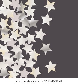 Stars confetti.  Isolated gradient celestial elements. Pearl nacre gloss. Festive iridescent holographic effect vector background for celebration decorations, flyers, posters.