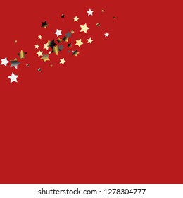 Stars confetti.  Isolated gradient celestial elements. Platinum chrome metal glitter. Festive iridescent holographic effect vector background for celebration decorations, flyers, posters.
