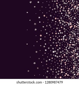Stars confetti.  Isolated gradient celestial elements. Pink purple pearl nacre gloss. Festive iridescent holographic effect vector background for celebration decorations, flyers, posters.