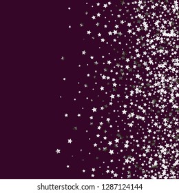 Stars confetti.  Isolated gradient celestial elements. Silver metal glitter. Iridescent festive  celebration vector  background for celebration decorations, flyers, posters.