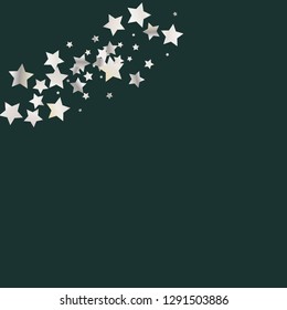 Stars confetti.  Isolated gradient celestial elements. Pearl nacre shine. Holiday celebration luminous vector background for celebration decorations,  flyers, posters.