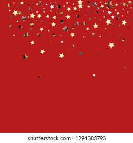 Stars confetti.  Isolated gradient celestial elements. Platinum chrome metal glitter. Holiday celebration luminous vector background for celebration decorations,  flyers, posters.