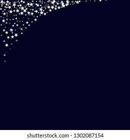 Stars confetti.  Isolated gradient celestial elements. Silver metallic gloss. Iridescent festive  celebration vector  background for celebration decorations, flyers, posters.