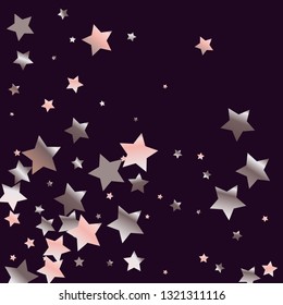 Stars confetti.  Isolated gradient celestial elements. Pink purple pearl nacre shine. Festive iridescent holographic effect vector background for celebration decorations, flyers, posters.
