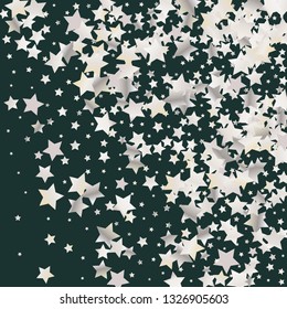 Stars confetti.  Isolated gradient celestial elements. Pearl nacre glitter. Festive iridescent holographic effect vector background for celebration decorations, flyers, posters.