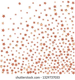 Stars confetti.  Isolated gradient celestial elements. Copper metallic gloss. Iridescent festive  celebration vector  background for celebration decorations, flyers, posters.