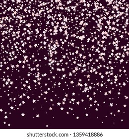 Stars confetti.  Isolated gradient celestial elements. Pink purple pearl nacre gloss. Festive iridescent holographic effect vector background for celebration decorations, flyers, posters.