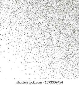 Stars confetti.  Isolated gradient celestial elements. Silver metal shine. Festive iridescent holographic effect vector background for celebration decorations, flyers, posters.