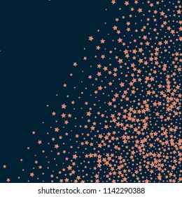 Stars confetti. Isolated gradient stellar elements. Copper metallic gloss. Holiday celebration luminous vector background for celebration decorations, packaging, flyers, posters.
