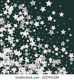 Stars confetti.  Isolated gradient stellar elements. Pearl nacre gloss. Holiday celebration luminous vector background for celebration decorations,  flyers, posters.
