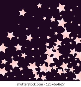 Stars confetti.  Isolated gradient stellar elements. Pink purple pearl nacre shine. Holiday celebration luminous vector background for celebration decorations,  flyers, posters.