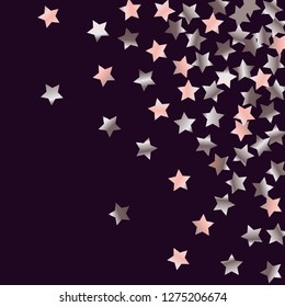 Stars confetti.  Isolated gradient stellar elements. Pink purple pearl nacre shine. Festive iridescent holographic effect vector background for celebration decorations, flyers, posters.