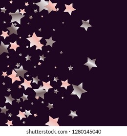 Stars confetti.  Isolated gradient stellar elements. Pink purple pearl nacre shine. Holiday celebration luminous vector background for celebration decorations,  flyers, posters.
