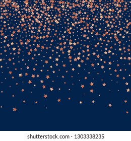 Stars confetti.  Isolated gradient stellar elements. Copper metallic gloss. Iridescent festive  celebration vector  background for celebration decorations, flyers, posters.