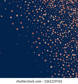 Stars confetti.  Isolated gradient stellar elements. Copper metallic gloss. Iridescent festive  celebration vector  background for celebration decorations, flyers, posters.