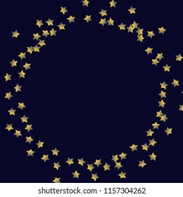 Stars confetti round frame.  Isolated gradient celestial elements. Platinum chrome metal shine. Iridescent festive  celebration vector  template for celebration decorations, packaging.