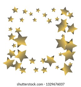 Stars confetti square frame.  Isolated gradient stellar elements. Platinum chrome metallic gloss. Iridescent festive  celebration vector  template for celebration decorations, packaging.