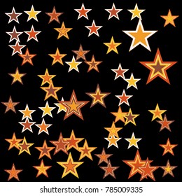 Stars confetti. Vector cosmic abstract frame background. Christmas, new year celebration, birthday party, carnival or festival glamour design. Luxury stardust. Shiny festive colorful glitter