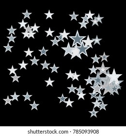 Stars confetti. Vector cosmic abstract frame background. Christmas, new year celebration, birthday party, carnival or festival glamour design. Luxury stardust. Shiny festive colorful glitter