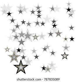 Stars confetti. Vector cosmic abstract frame background. Christmas, new year celebration, birthday party, carnival or festival glamour design. Luxury stardust. Shiny festive colorful glitter