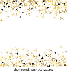 Stars confetti vector frame. Scatter of colored stars. Dynamic vector illustration for holiday, celebration decorations, paper packaging, textile, covers