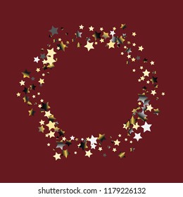 Stars confetti vector polygonal frame. Isolated gradient celestial elements. Platinum chrome metal shine. Holiday celebration luminous glossy vector template for celebration decorations.