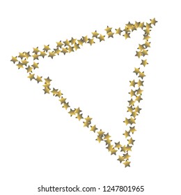 Stars confetti vector polygonal frame. Isolated gradient stellar elements. Platinum chrome metallic gloss. Holiday celebration luminous glossy vector template for celebration decorations.