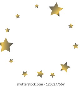 Stars confetti vector polygonal frame. Isolated gradient stellar elements. Platinum chrome metal shine. Festive iridescent holographic shine effect vector template for celebration decorations.