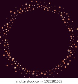 Stars confetti vector polygonal frame. Isolated gradient celestial elements. Copper metal shine. Iridescent glitter festive  celebration vector  template for celebration decorations.