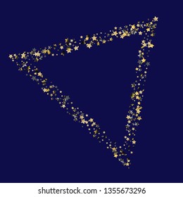 Stars confetti vector polygonal frame. Isolated gradient stellar elements. Platinum chrome metal shine. Holiday celebration luminous glossy vector template for celebration decorations.