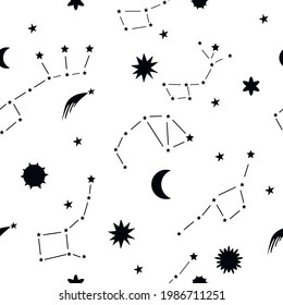 Stars Constellation Seamless Vector Pattern Black Stock Vector (Royalty ...