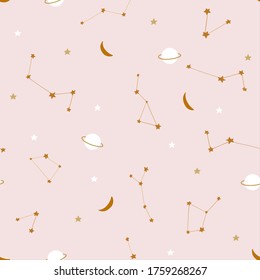 Stars constellation and white Saturn pattern