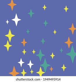Stars Cozy Purple Christmas Violet Colorful Illustration. Magic New Year Winter Night Sky Pattern. Green Pastel White Mystery Luxury Wallpaper. Holiday Yellow Chaotic Print Orange Wallpaper.