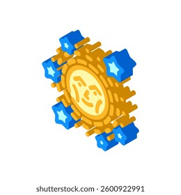 stars cute sun character isometric icon vector. stars cute sun character sign. isolated symbol illustration
