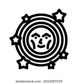 stars cute sun character line icon vector. stars cute sun character sign. isolated contour symbol black illustration