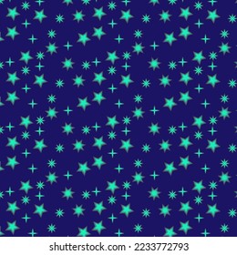 stars in the dark blue sky. Vector seamless pattern.