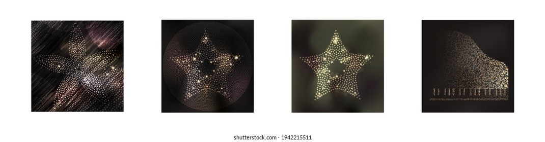 stars in dark vector background set