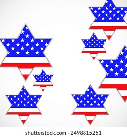 Stars of David with american flag inside. Vector illustration