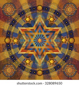  stars david radial ornament, eps10