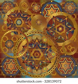  stars david radial ornament, eps10