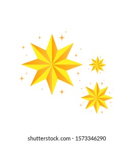 Stars decorated with glittering Christmas trees on red and white backgrounds. Vector illustration.