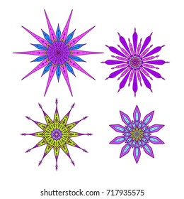 Stars in decorative style. Stock line vector illustration. 