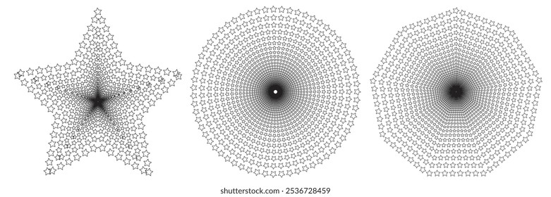 Sterne mit dezenten und einzigartigen Formen. Vektorgrafik