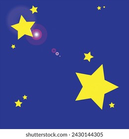 Stars design vector image. Twinkle twinkle little stars in dark blue sky with shining effect. Eps 10.