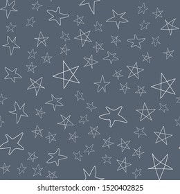 Stars in different shapes and forms. Merry Christmas and New Year seamless vector pattern. Colorful background for Xmas.