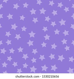 Stars in different shapes and forms. Merry Christmas and New Year seamless vector pattern. Colorful background for Xmas.