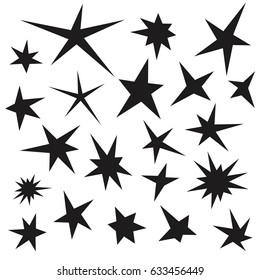 Stars of different shapes, a set of templates for greeting card, poster, vector illustration